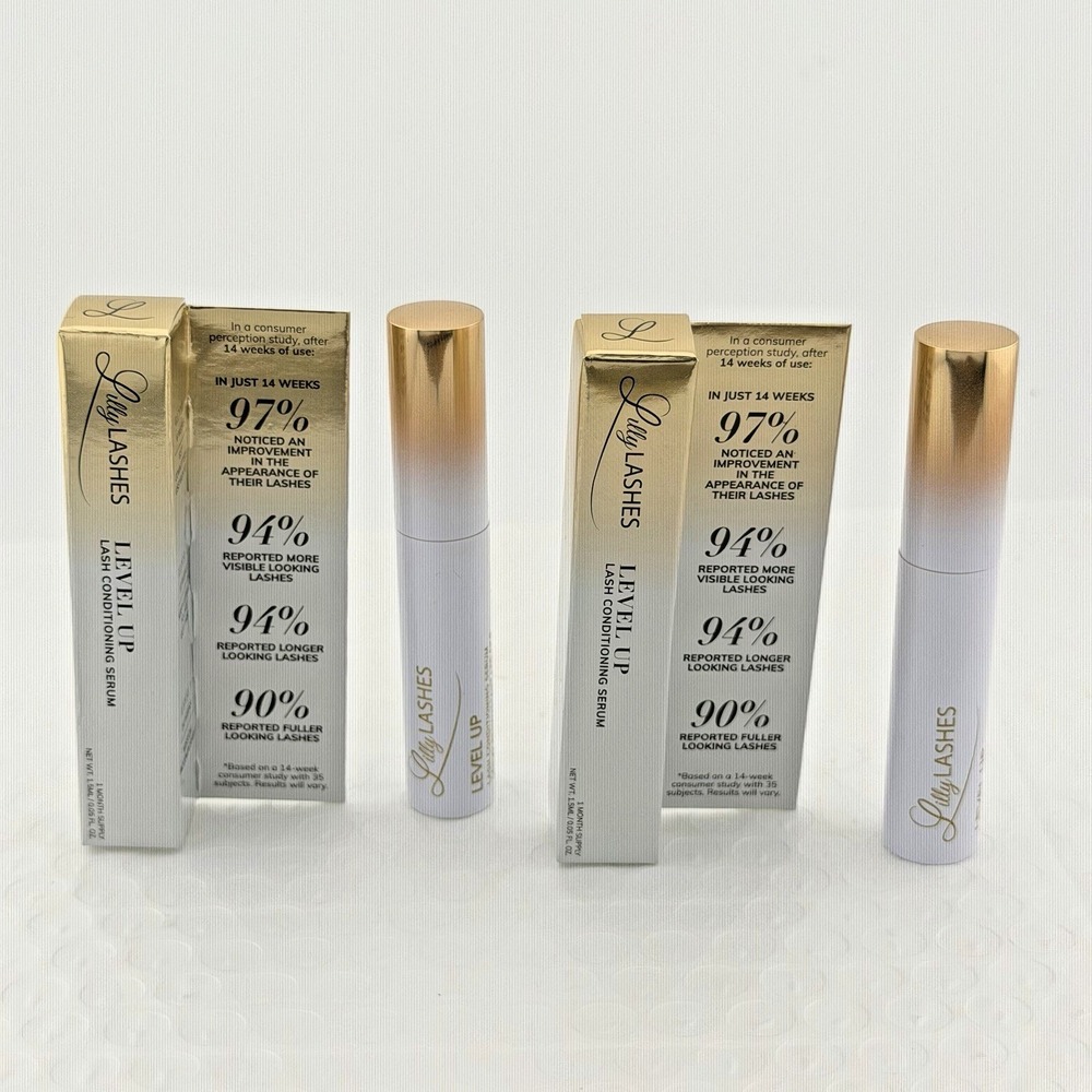 Lilly Lashes Level Up Eyelash Lash Conditioning Serum Travel LOT OF 2 NEW NIB